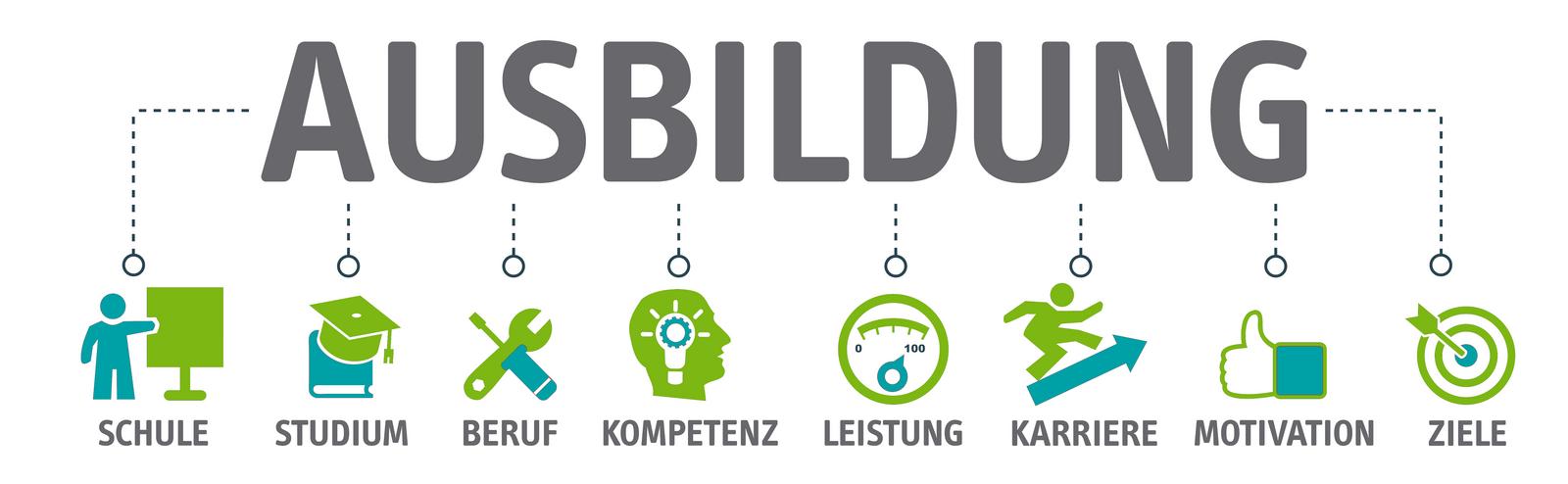 Piktogramm über Schritte und Voraussetzungen für Ausbildung und Studium